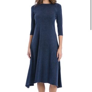 Hardtail Mock Denim Midi Handkerchief Dress Hard Tail